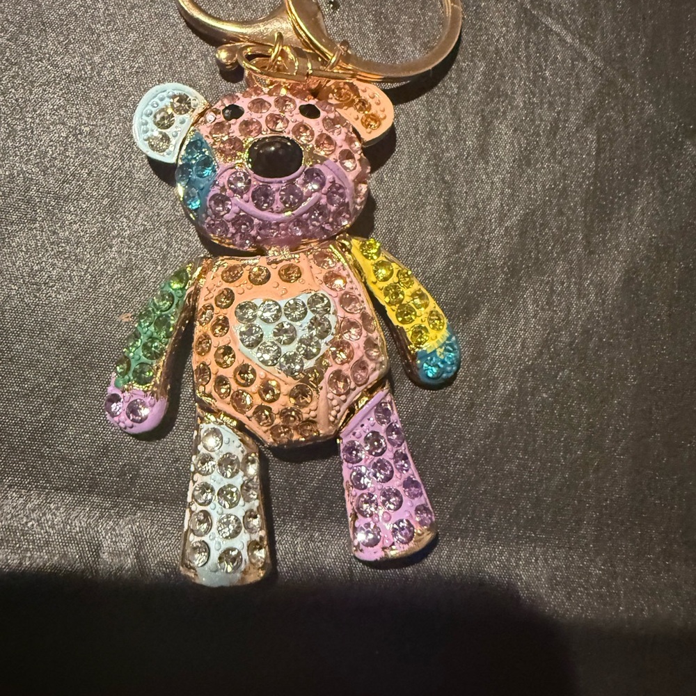 Colorful Crystal Bear Keychain New!!